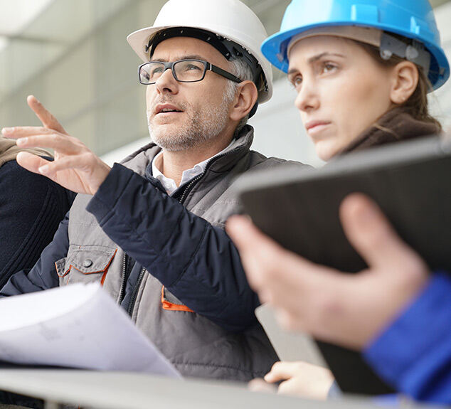 Engineers reviewing a recovery project on site